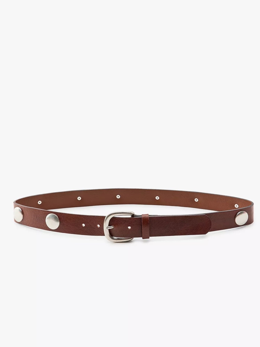 Zara Brown Leather Studded Belt Size Small